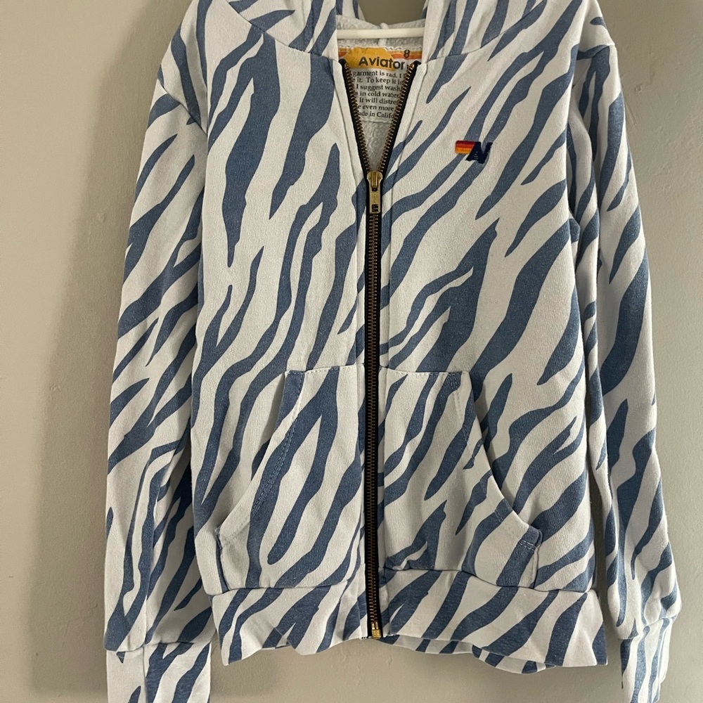 Aviator Nation Kids Blue and White Zebra Jacket